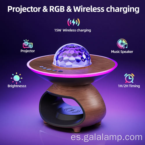 Carga inalámbrica de luz de proyección RGB recargable por USB